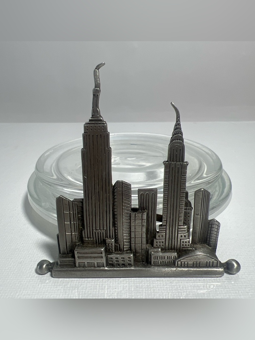 NYC Cityscape Skyline Brooch Pin Silver Tone Metal 4in Signed TWC-988